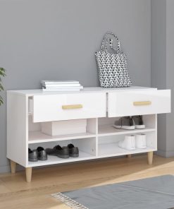Scarpiera Bianco Lucido 102x35x55 Cm In Legno Multistrato