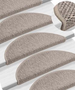 Tappeti Autoadesivi Scale Aspetto Sisal 15pz 56x17x3cm Argento