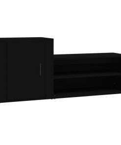 Scarpiera Nera 130x35x54 Cm In Legno Multistrato
