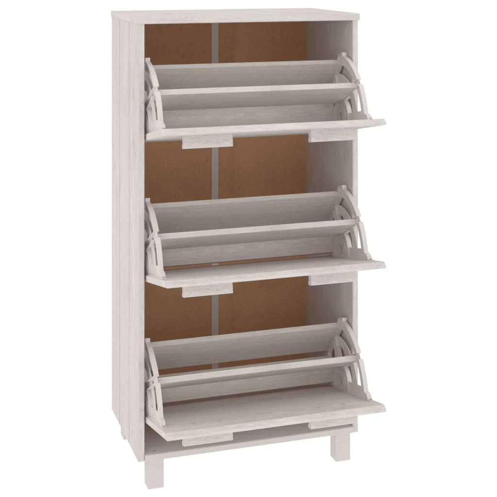 Scarpiera Hamar Bianca 59,5x35x117 Cm In Legno Massello Di Pino - Image 5