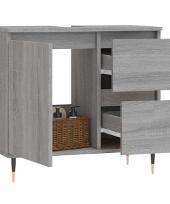 Armadietto Bagno Grigio Sonoma 65x33x60 Cm In Legno Multistrato