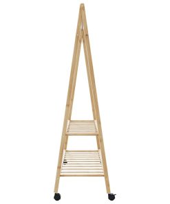 Appendiabiti Con Ripiani E Ruote 132x45,5x155,5 Cm In Bambù