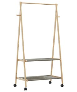 Appendiabiti Con Ripiani E Ruote 96x45,5x155,5 Cm In Bambù