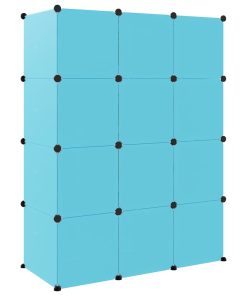Scaffale Portaoggetti Per Bambini Con 12 Cubi Blu In pp