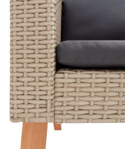 Divano Da Giardino Singolo Con Cuscini In Polyrattan Beige