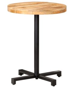 Tavolino Da Bistrot Rotondo Ø60x75 Cm In Legno Di Mango Grezzo
