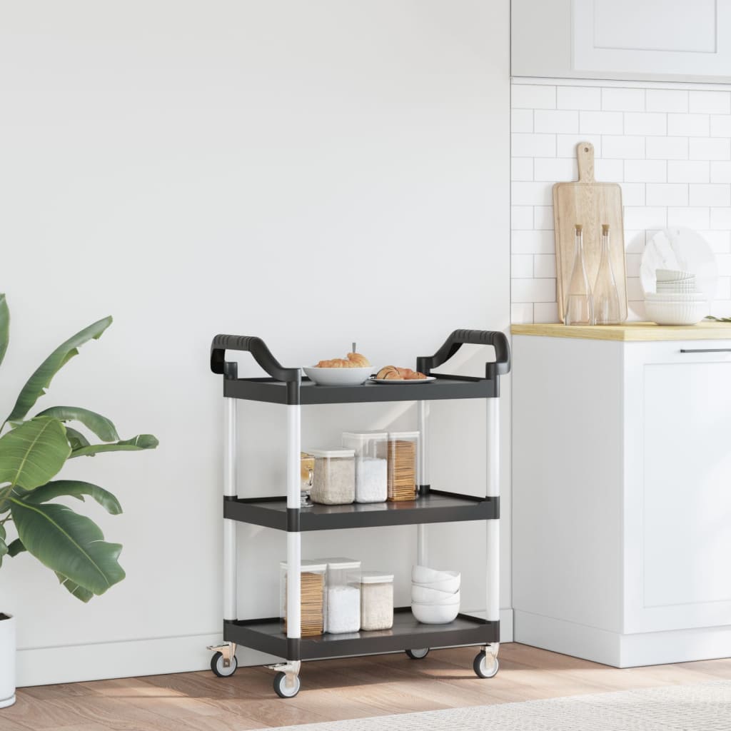 Carrello A 3 Ripiani Nero 81x41x92 Cm In Alluminio