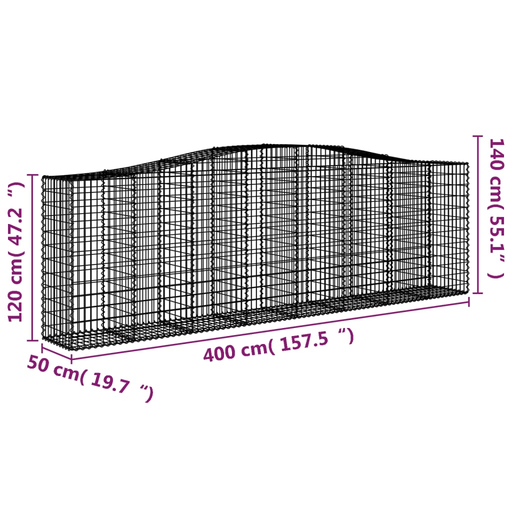 Cesti Gabbioni Ad Arco 4 Pz 400x50x120/140 Cm Ferro Zincato - Image 4
