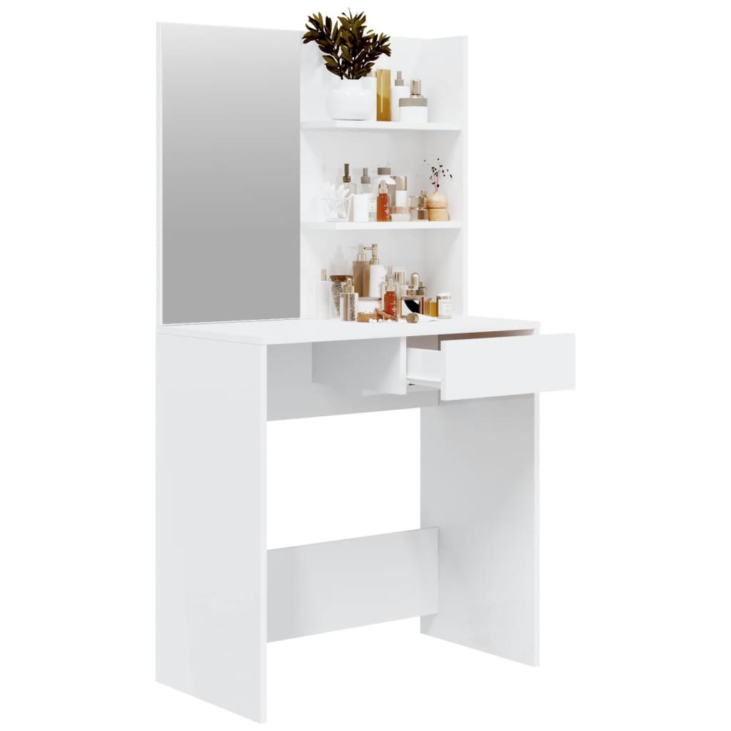 Toeletta Con Specchio Bianco Lucido 74,5x40x141 cm