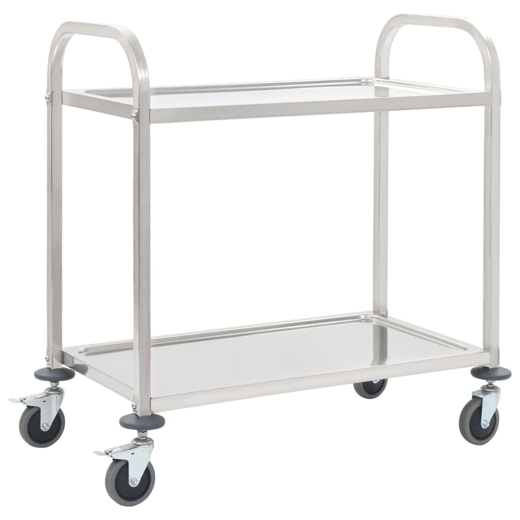 Carrello Da Cucina A 2 Livelli 95x45x83,5 Cm In Acciaio Inox - Image 3
