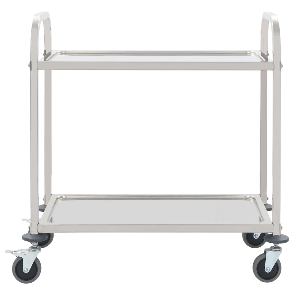 Carrello Da Cucina A 2 Livelli 95x45x83,5 Cm In Acciaio Inox