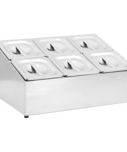 Supporto Gastronorm Con 6 Contenitori Gn 1/6 In Acciaio Inox