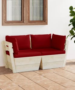 Divano Da Giardino A 2 Posti Su Pallet Con Cuscini Legno Abete