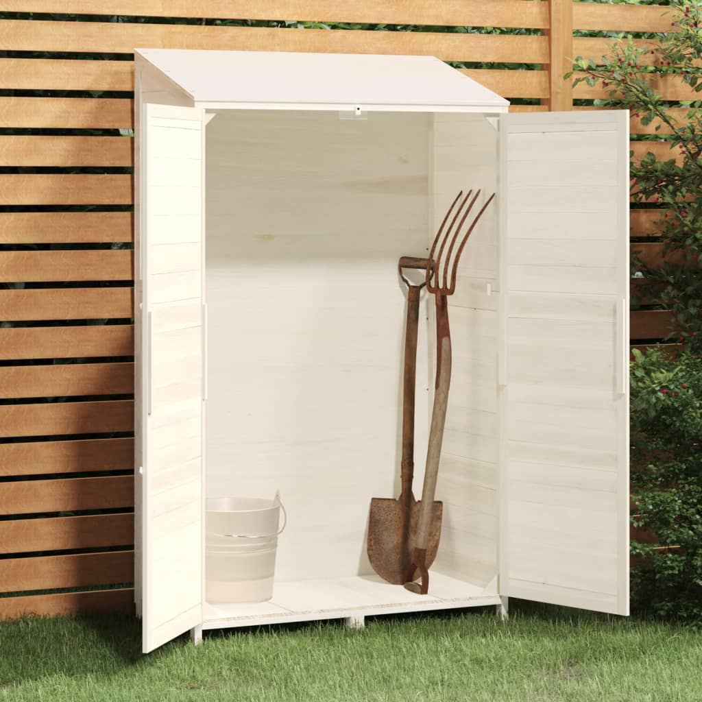 Capanno Da Giardino Bianco 102x52x174,5 Cm Legno Massello Abete