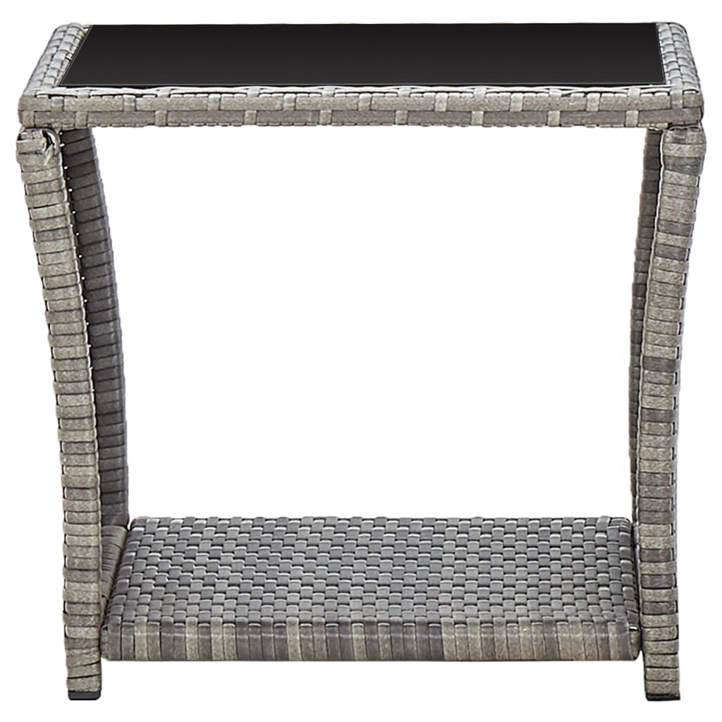 Tavolino Da Caffè Grigio 45x45x40 Cm In Polyrattan E Vetro - Image 4
