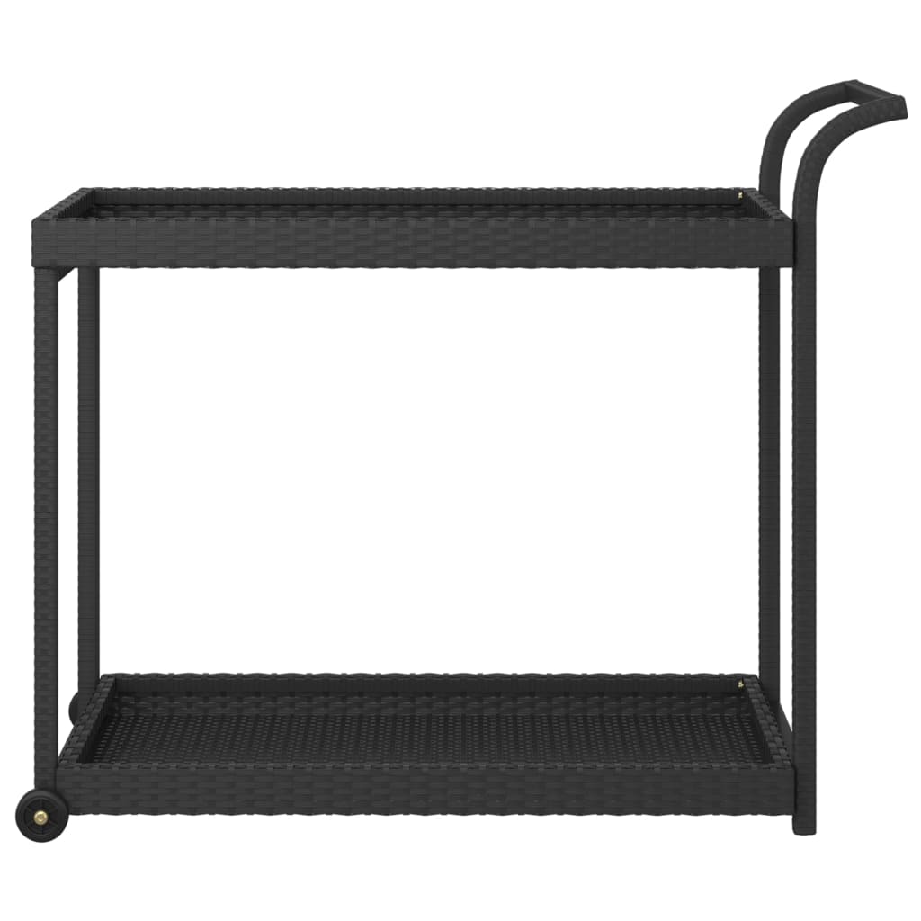Carrello Da Bar Nero 100x45x83 Cm In Polyrattan - Image 6
