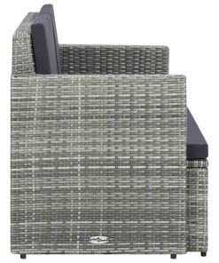 Divano Da Giardino A 2 Posti Con Cuscini Grigio In Polyrattan