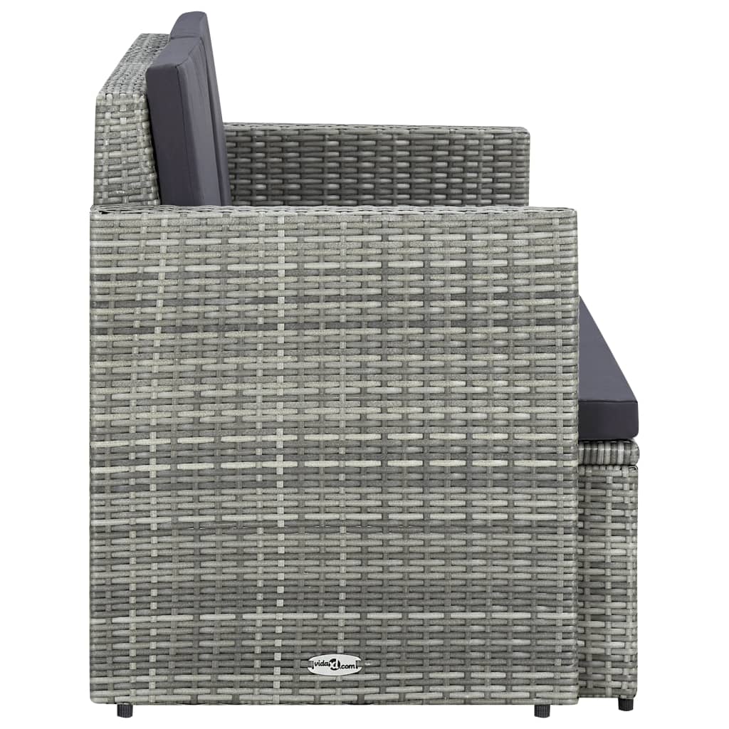 Divano Da Giardino A 2 Posti Con Cuscini Grigio In Polyrattan