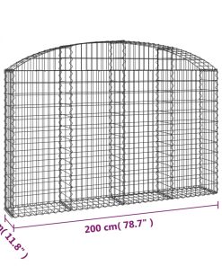 Cesto Gabbione Ad Arco 200x30x120/140 Cm Ferro Zincato