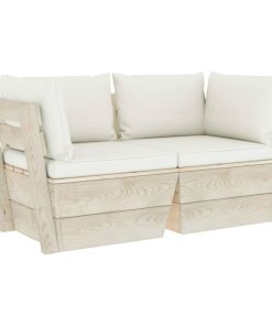 Divano Da Giardino A 2 Posti Su Pallet Con Cuscini Legno Abete