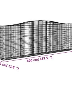 Cesto Gabbione Ad Arco 400x30x140/160 Cm Ferro Zincato