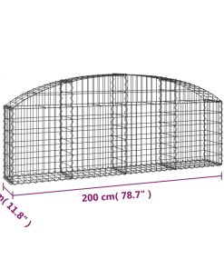 Cesto Gabbione Ad Arco 200x30x60/80 Cm Ferro Zincato