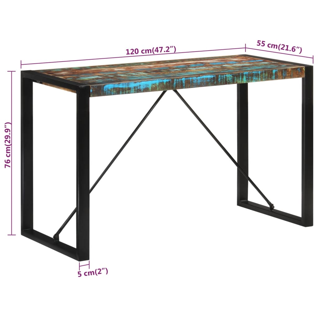 Tavolo Da Pranzo 120x55x76 Cm In Legno Massello Di Recupero