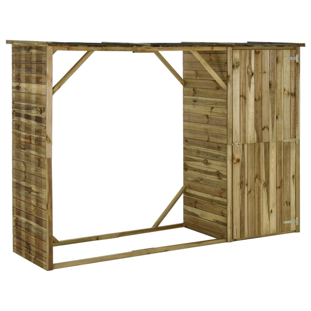 Capanno Per Attrezzi E Legna Giardino In Pino 253x80x170cm - Image 3