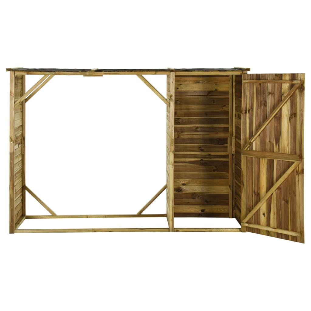 Capanno Per Attrezzi E Legna Giardino In Pino 253x80x170cm