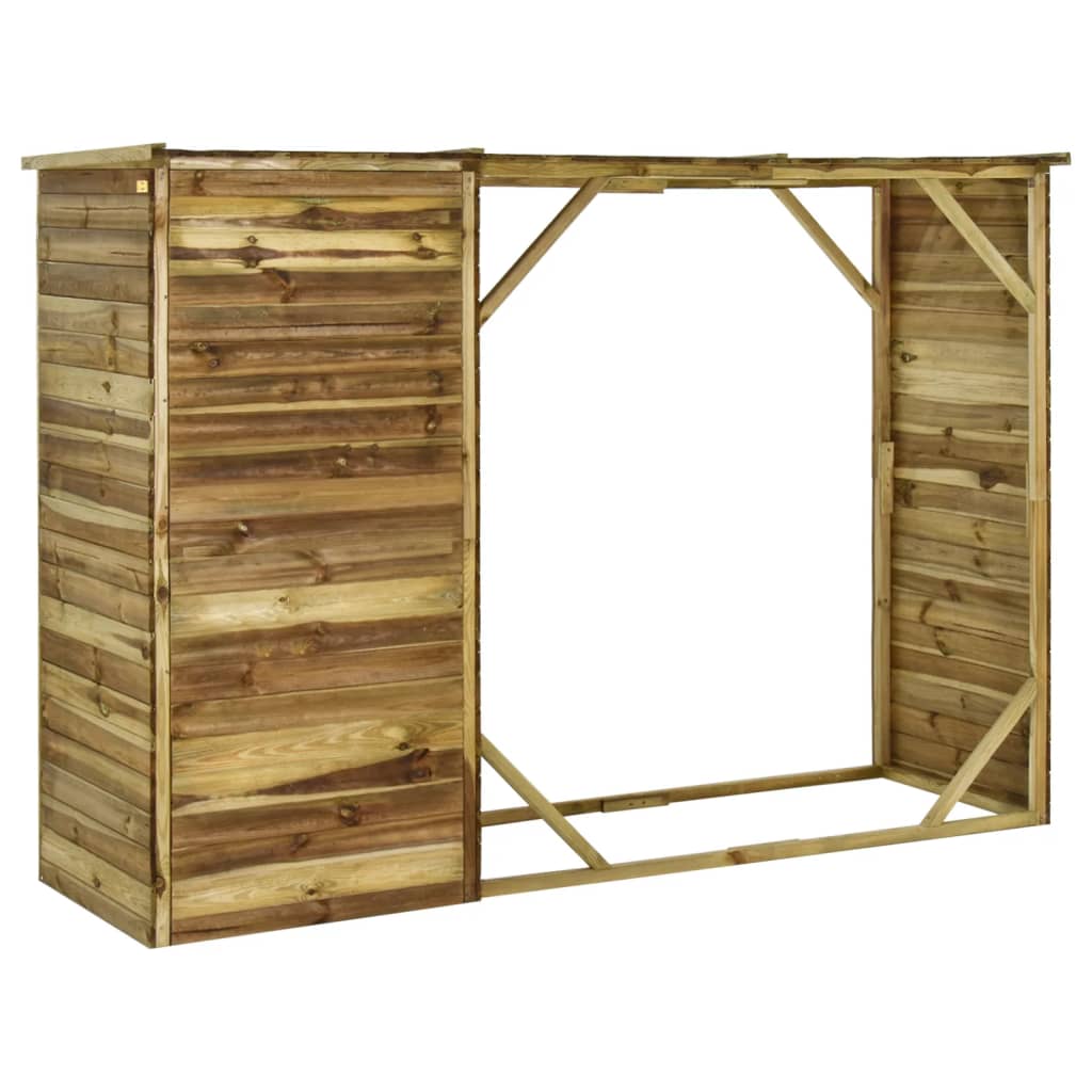 Capanno Per Attrezzi E Legna Giardino In Pino 253x80x170cm - Image 6