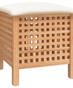 Sgabello Da Bagno 48x47,5x52 Cm In Legno Massello Di Noce