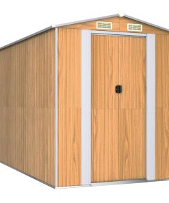 Capanno Giardino Marrone Chiaro 192x357x223cm Acciaio Zincato