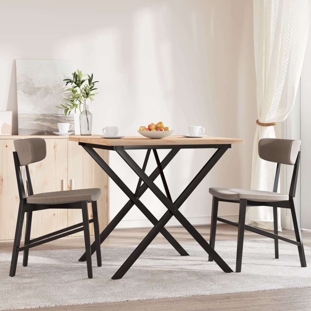 Tavolo Da Pranzo Telaio A X 90x90x75,5 Cm Legno Pino E Acciaio