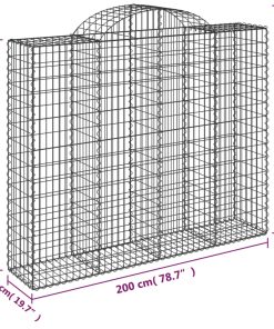 Cesto Gabbione Ad Arco 200x50x160/180 Cm Ferro Zincato
