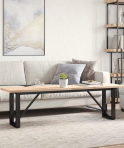 Tavolino Salotto Telaio A O 160x40x45,5 Cm Legno Pino E Acciaio