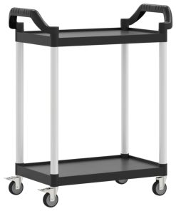 Carrello A 2 Ripiani Nero 81x41x92 Cm In Alluminio
