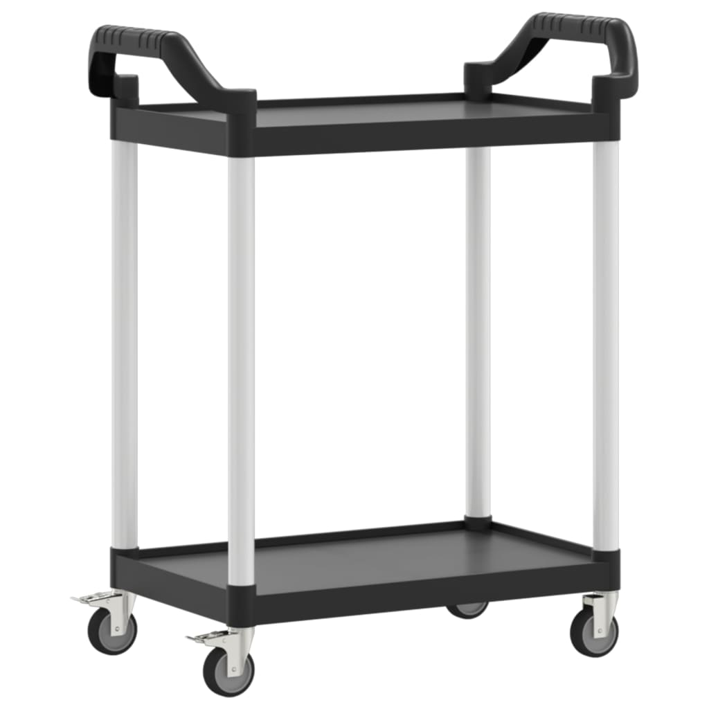 Carrello A 2 Ripiani Nero 81x41x92 Cm In Alluminio