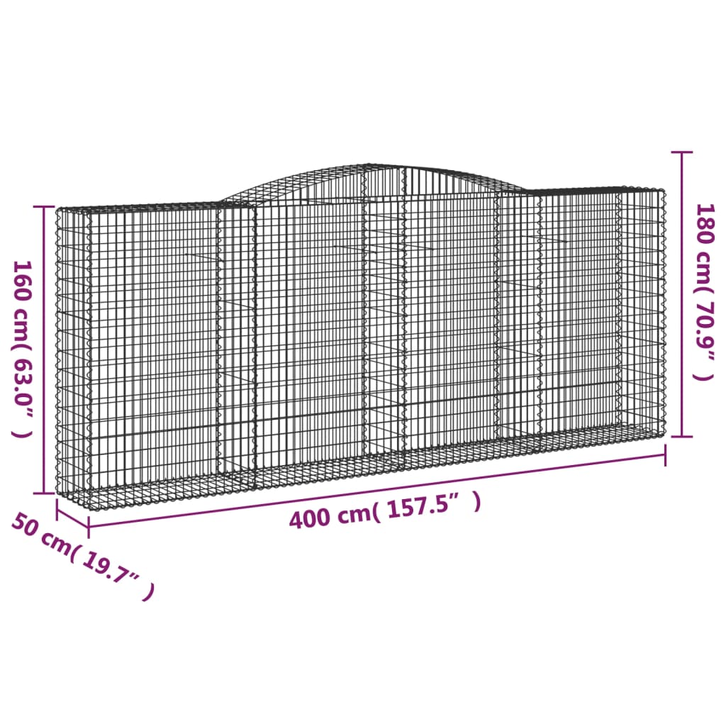 Cesti Gabbioni Ad Arco 2 Pz 400x50x160/180 Cm Ferro Zincato - Image 3