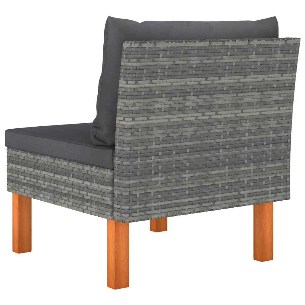 Divani Centrali 2 Pz Polyrattan E Legno Massello Di Eucalipto