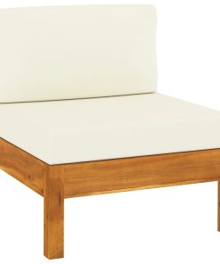 Divano Centrale Con Cuscini Bianco Crema In Massello Di Acacia