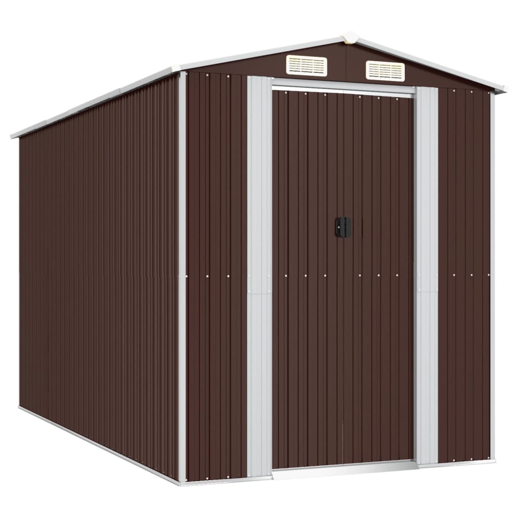 Capanno Da Giardino Marrone Scuro 192x357x223cm Acciaio Zincato - Image 2