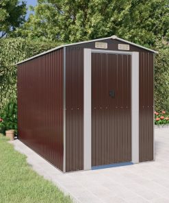Capanno Da Giardino Marrone Scuro 192x357x223cm Acciaio Zincato