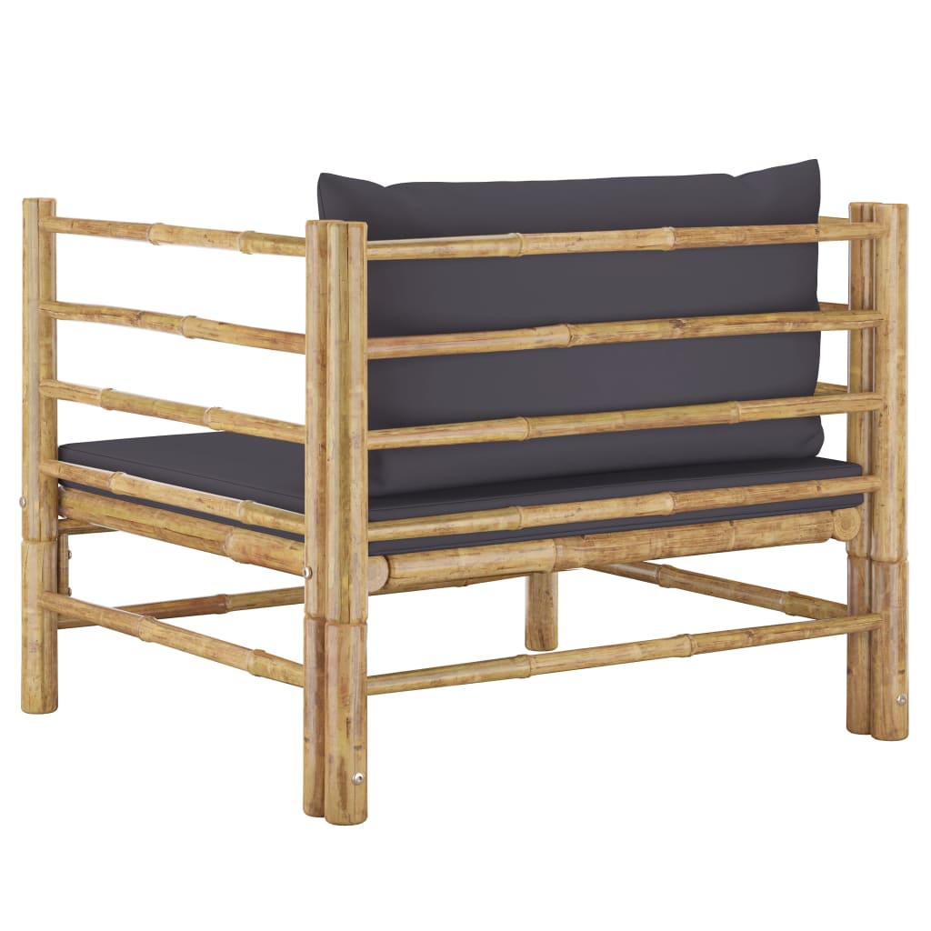 Divano Da Giardino Con Cuscini Grigio Scuro In Bambù