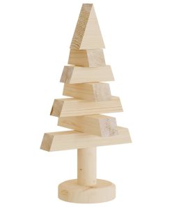 Alberi Di Natale Decorativi In Legno 2pz 30cm Massello Di Pino