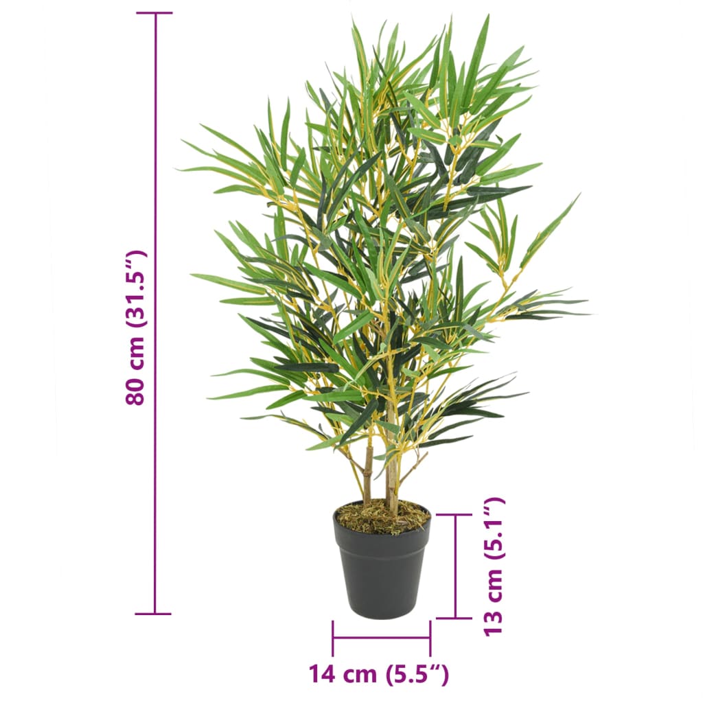 Albero Bambù Artificiale 368 Foglie 80 Cm Verde