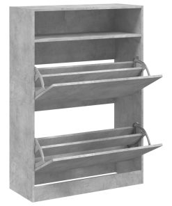 Scarpiera 2 Cassetti Ribaltabili Grigio Cemento 80x34x116 cm