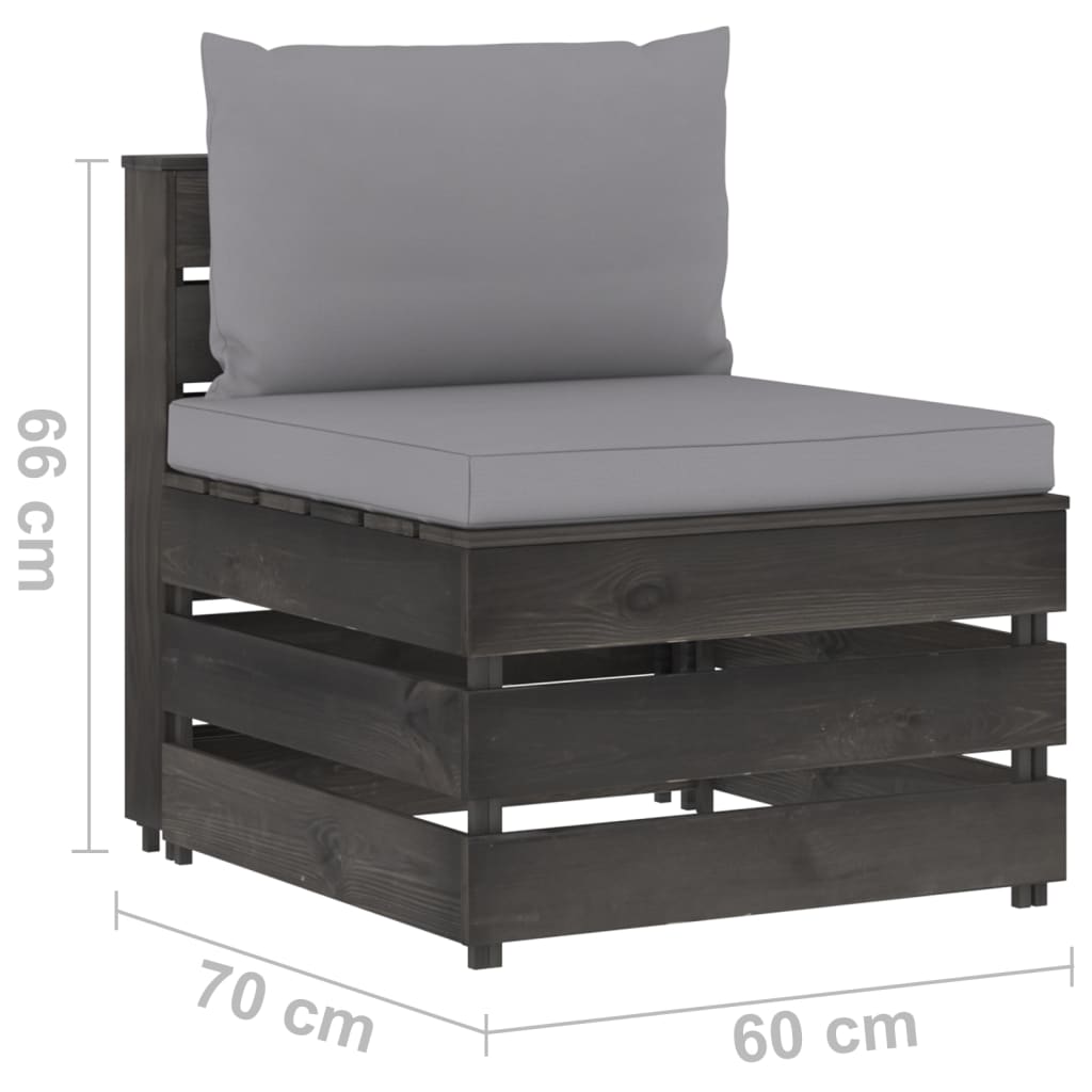 Divano Centrale Modulare Con Cuscini In Legno Impregnato Grigio