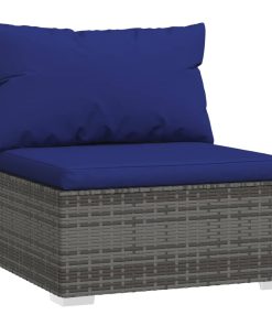 Divano A 3 Posti Con Cuscini In Polyrattan Grigio
