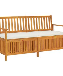 Cassapanca Con Cuscino 148 Cm In Legno Massello Di Acacia
