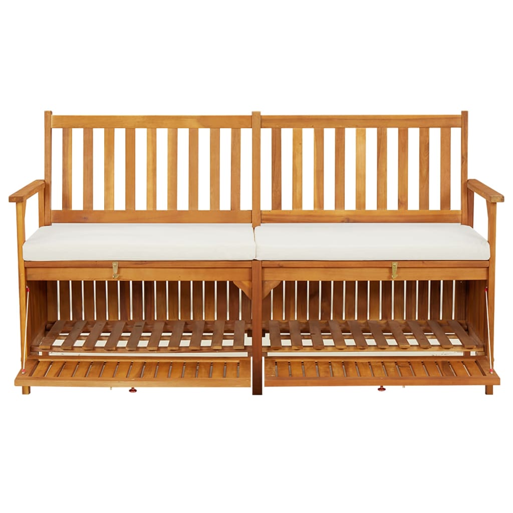 Cassapanca Con Cuscino 148 Cm In Legno Massello Di Acacia - Image 4